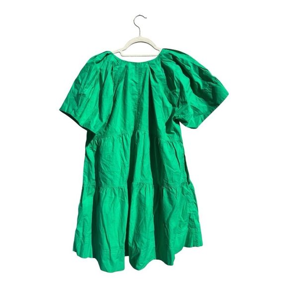 A.L.C. V-Neck Camila Short-Oversized Sleeve Tiered Mini Dress Green Size: 4 - Picture 3 of 5
